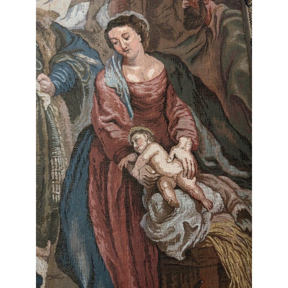 VTG PP Rubens Adoration of the Magi Belgian Jacquard Woven Wall Tapestry 43"x29" - Picture 3 of 16